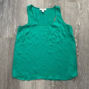 Forever 21 Emerald Green Silk Tank Top with Chest Pocket